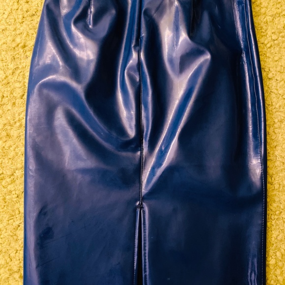 D&G Dolce & Gabbana Blue Leather Skirt - Picture 3 of 5